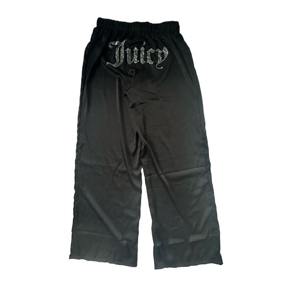 Juicy Couture Women’s Size Small Satin Bling Pajama Sleep Bottom Pants Black New - Picture 1 of 5